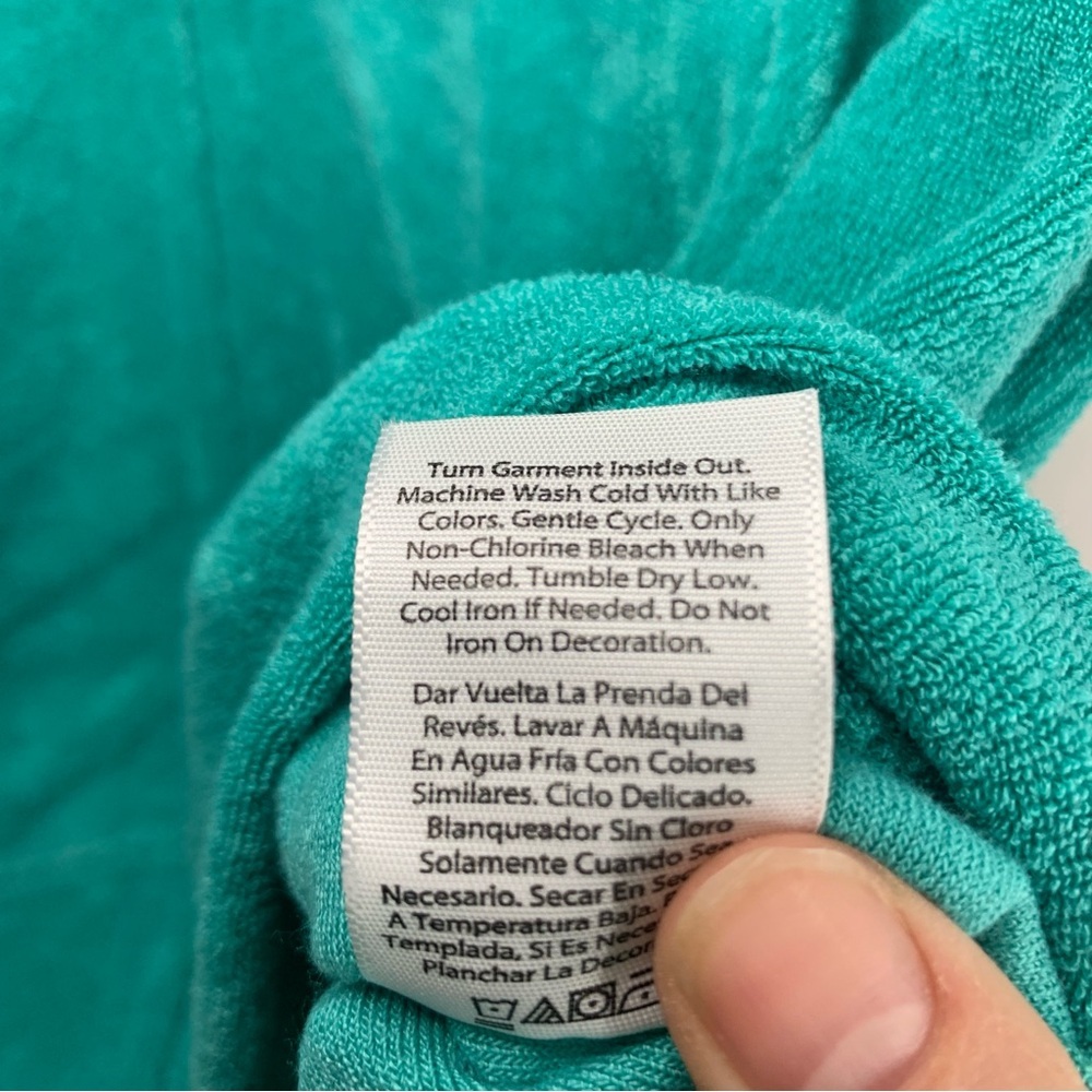 NWT Juicy Couture Terrycloth Coastal Teal Short Sleeve Hoodie & Shorts, size L - Picture 9 of 16